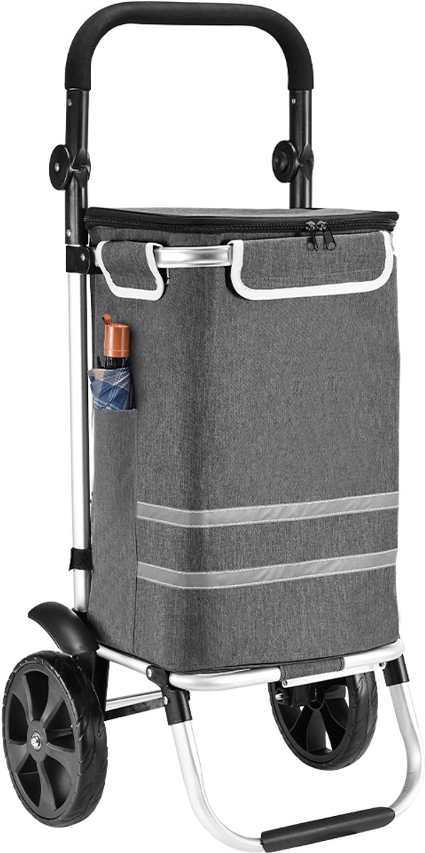 Opvouwbare Boodschappentrolley 40L – Grijs – Stevig & Comfortabel – Waterafstotend – Tot 30 kg Belastbaar