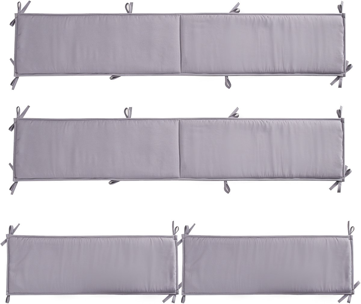 Babybedhekje beschermhoes-4-delige set-Bijthekje-Beschermhekje tegen kauwen en bijten-Zachte rand voor het babybedhekje-Grijs