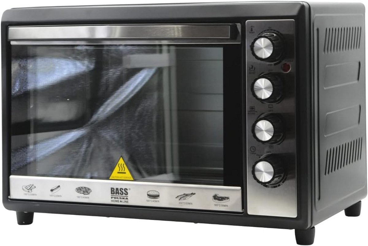 Mini-oven met draaispit 48L, tot 230°C - Perfect voor kleine keukens, pizza's en bakken