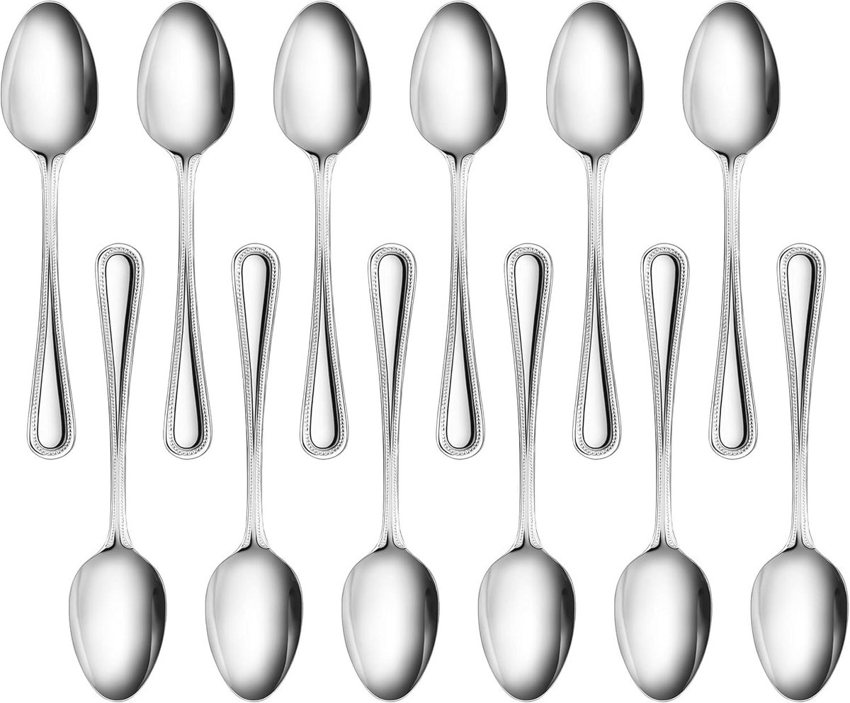 Roestvrij Stalen Theelepels Met Kraal Patroon - 16 cm - Set van 12