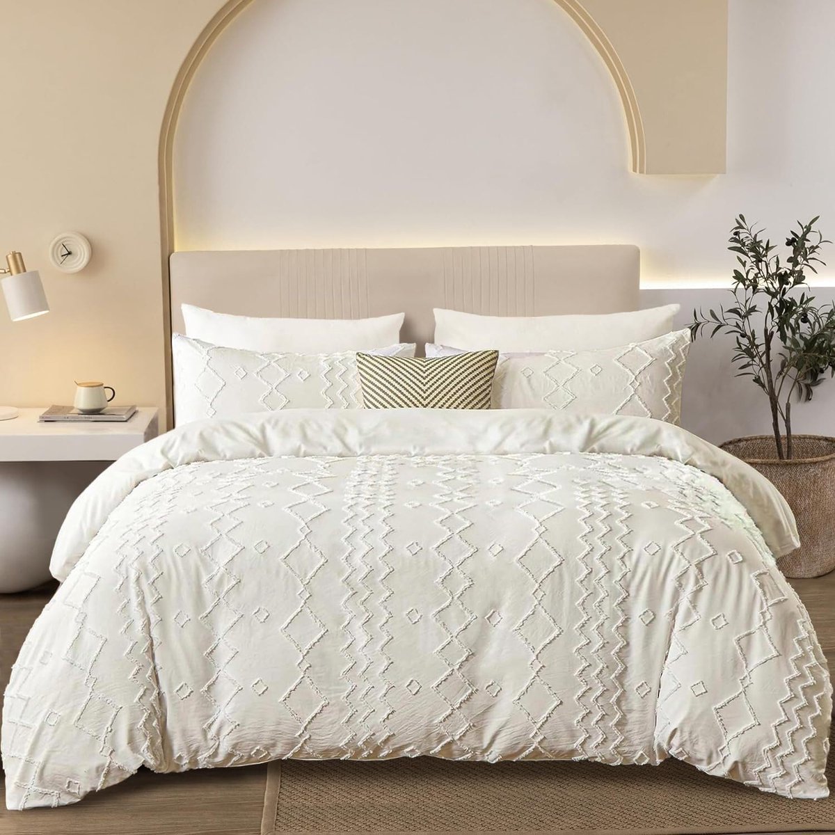 Unyqoos Esthetisch Dekbedovertrek in Bohemian Stijl met Zachte Microvezel en Ritssluiting beige