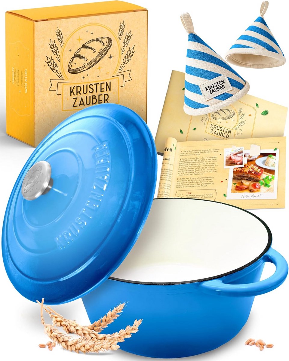 Gietijzeren Stoofpan met Deksel - 26 cm Ovenschikt voor Brood Bakken en Koken