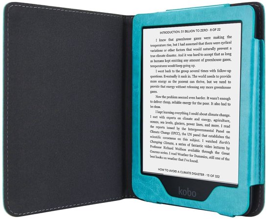 Hoesje Geschikt voor Kobo Clara 2E Luxe Sleepcover - Book Case Hoes Cover - Turquoise - ereader hoesje - cover van Kobo — afbeelding 5