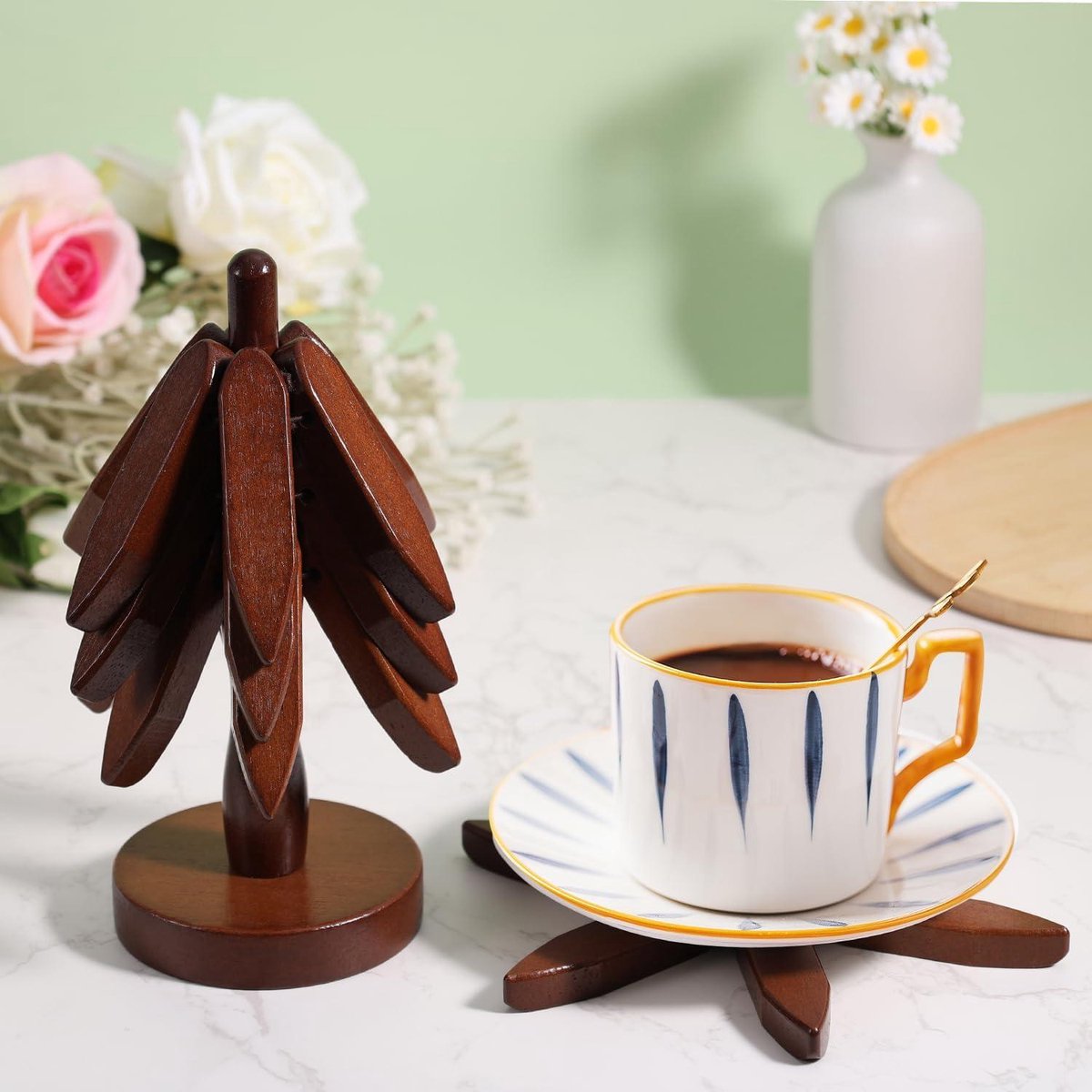 Onderzetterset voor Hete Schalen - Boomvormig Design - Houten Pannenlap - Keukenaccessoire