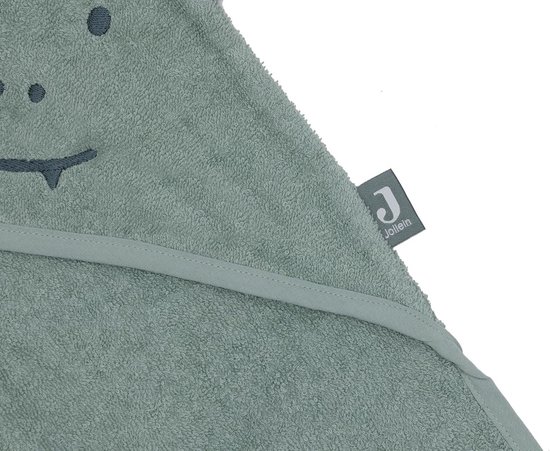 Badcape met Capuchon en Oortjes - Zachte Frotté Handdoek voor Baby - 75x75 cm - Groen Croco Thema — afbeelding 3
