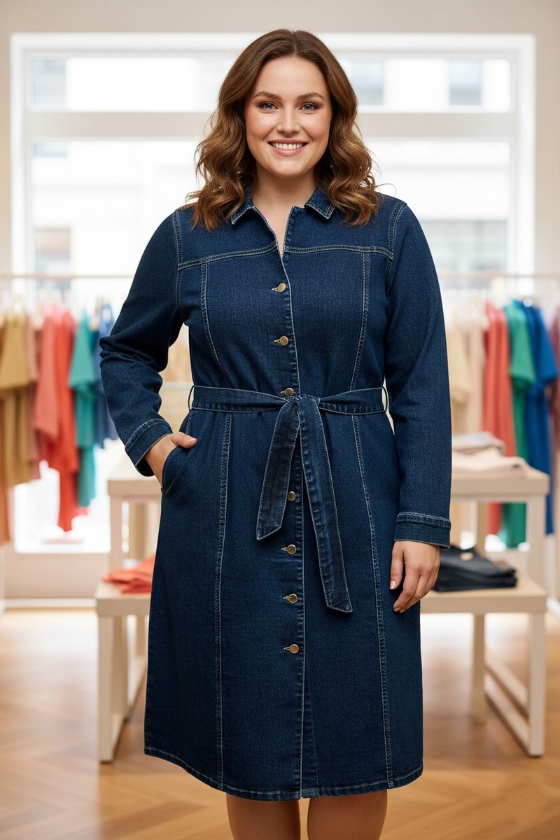 Vero Moda Curve Denim jurk VMCTELLY Midi-jurk