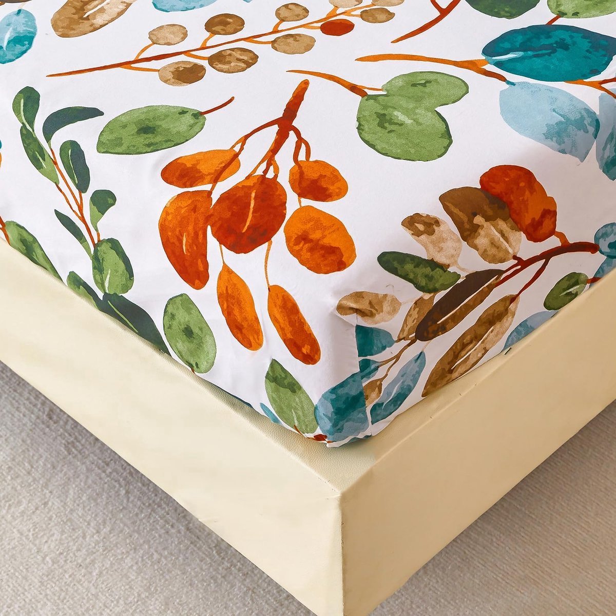 Stunq® Hoeslaken 160 x 200 cm - Kleurrijk voorjaarsbloemmotief - Hoeslaken tot 30 cm Matrashoogte - Onderlaken Zacht Polyester Microvezel Groen