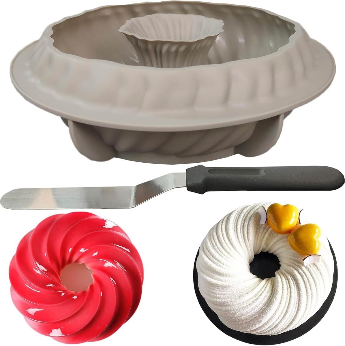 Stunq® Siliconen Spiraalvormige Bakvorm voor Taarten, Mousses en Brood van 22 cm