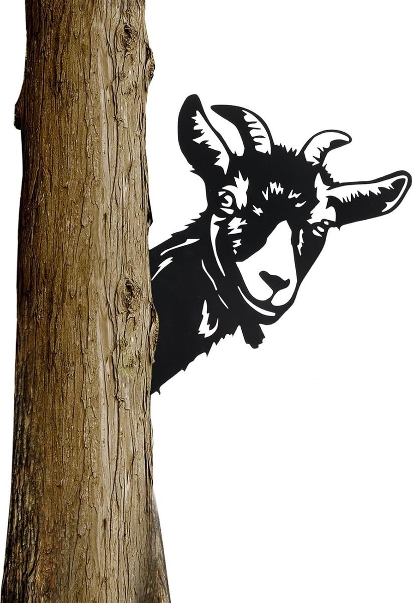 Stunq® Unieke Tuindecoratie: Peepende Geitenboomstam Decoratie voor Tuinen, Erven en Boerderijen