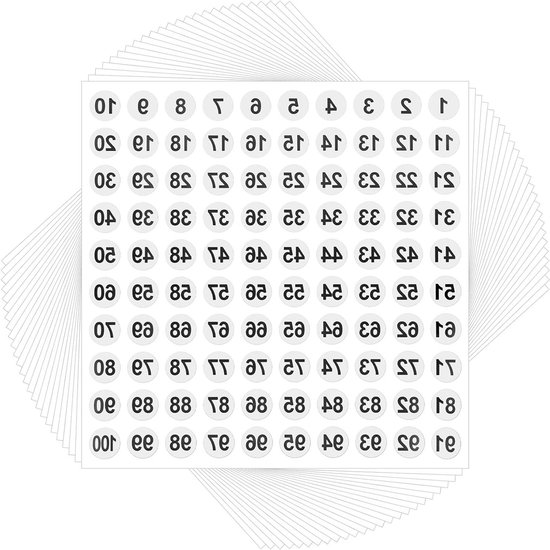 QUARKZMAN Ronde Nummerstickers – 2 Vellen Met 1-50, Zwart, Vinyl, 2,5 Cm, Zelfklevend En Waterdicht, Voor Archief, Kantoor En Klaslokaal