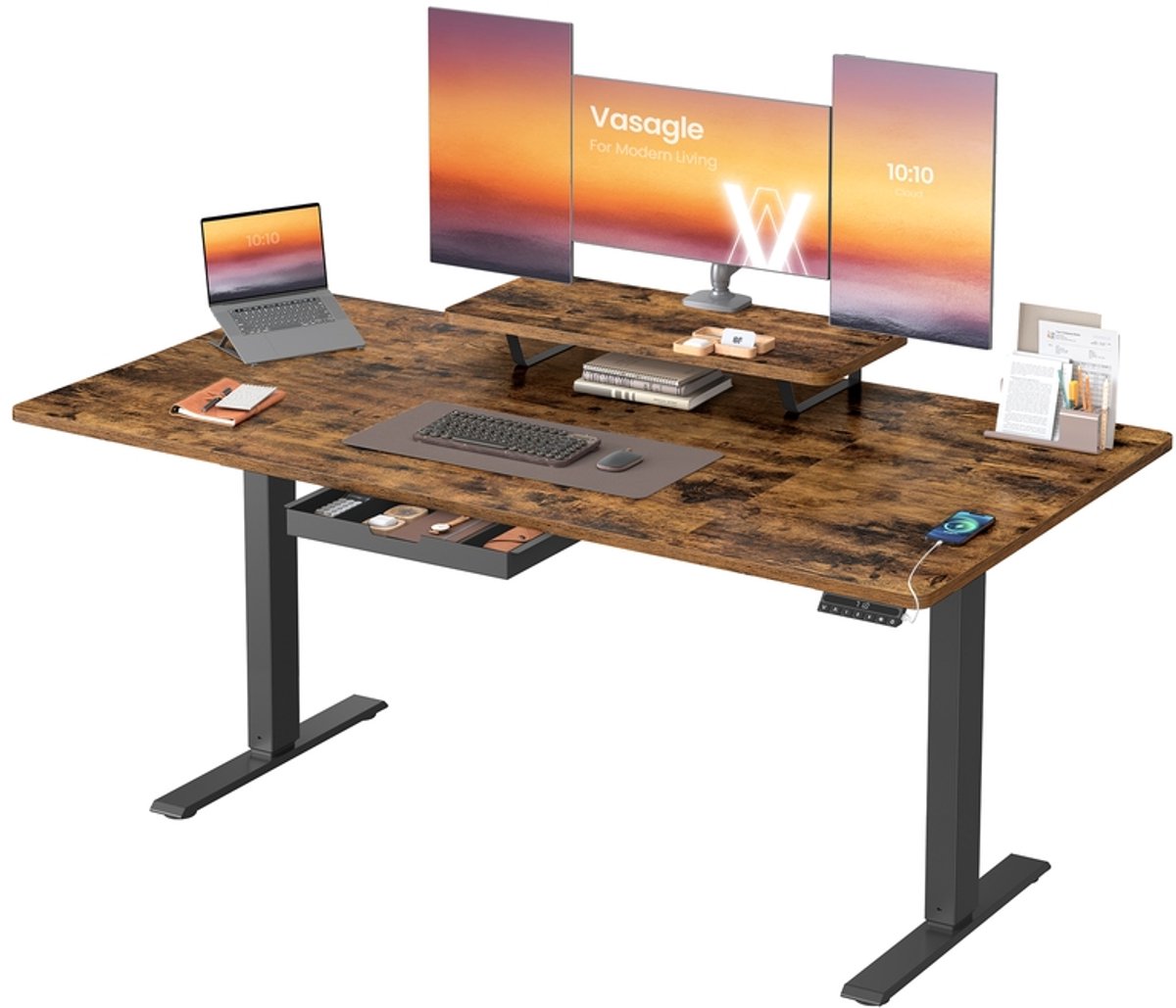 In Hoogte Verstelbaar Bureau – Met Monitorstandaard en USB-aansluiting