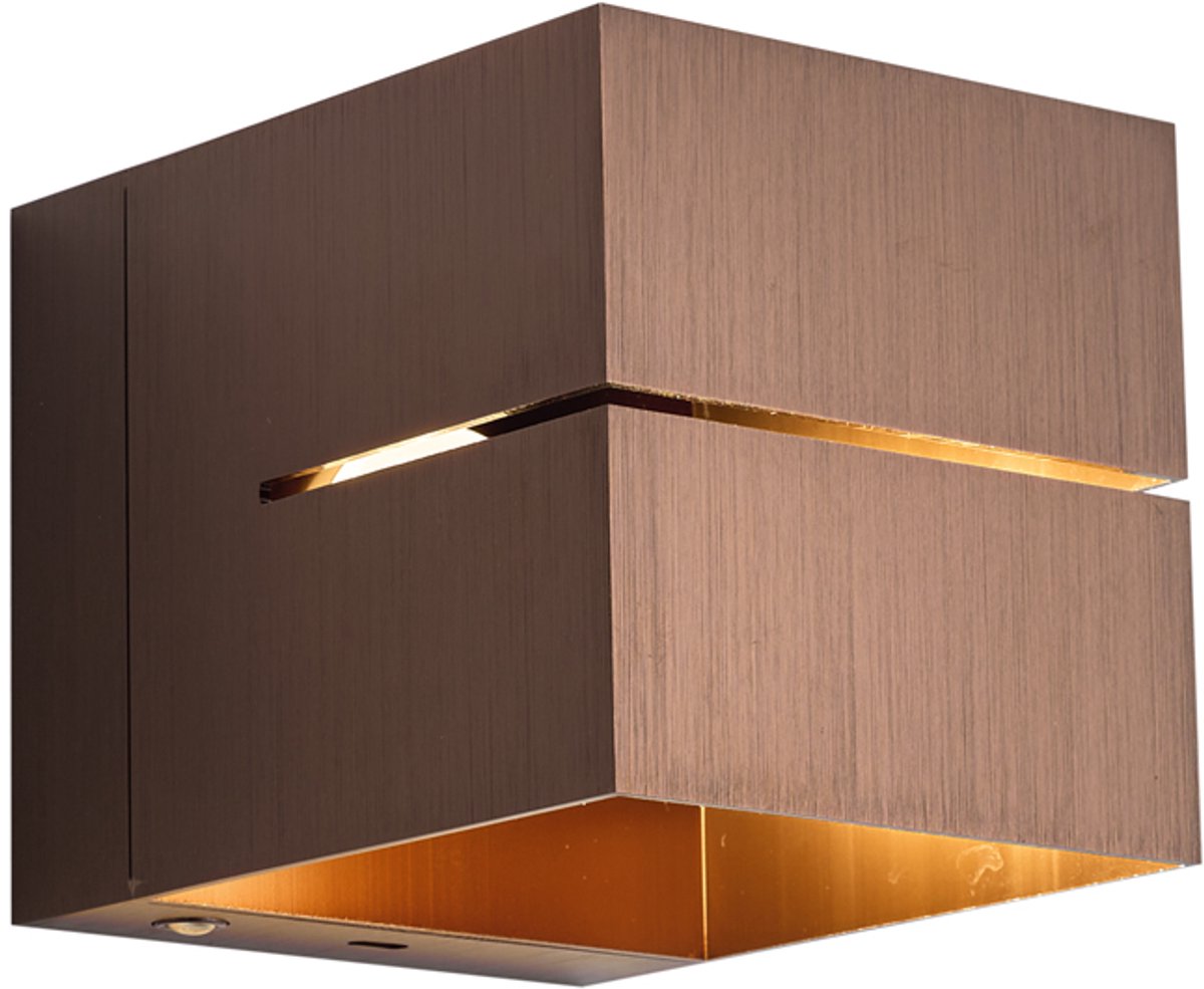 QAZQA joris groove - Moderne Dimbare LED Draadloze Oplaadbare Wandlamp USB met Dimmer voor binnen - 1 lichts - L 100 cm - Bruin - Woonkamer | Slaapkamer | Keuken