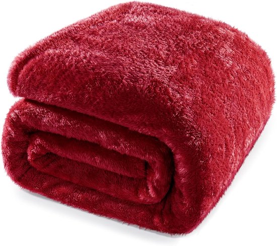 Heimtexland ® hoogwaardig flanellen knuffeldeken, XL, super zacht fleece deken, bankdeken, overtrek, deken, Oeko-Tex Type 380, bordeauxrood, 200 x 150 cm