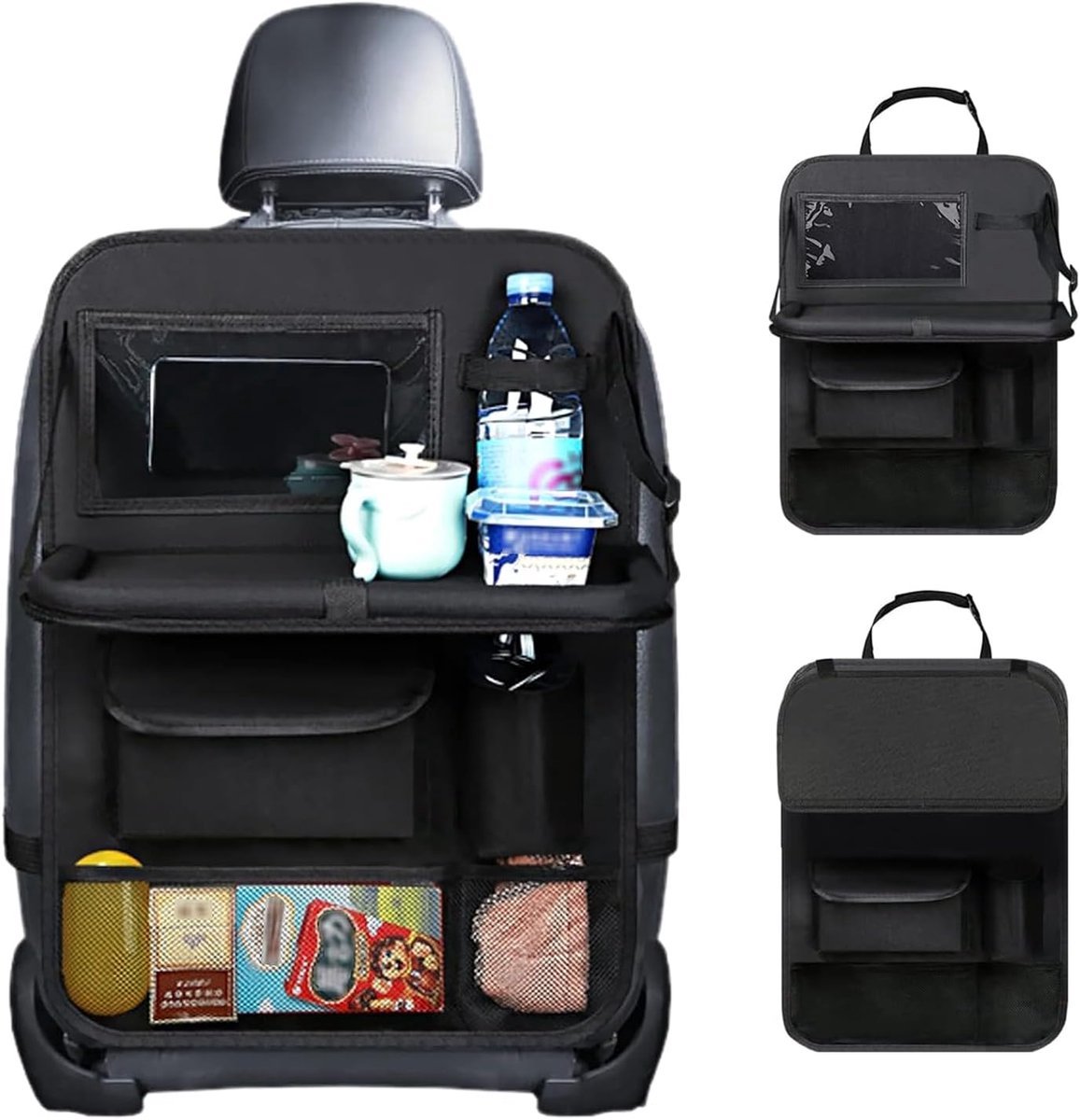 Stunq® Achterbank Auto-organizer met Tafel en Touchscreen - Rugleuningbescherming voor Kinderen - Multifunctioneel en Waterdicht (Zwart)