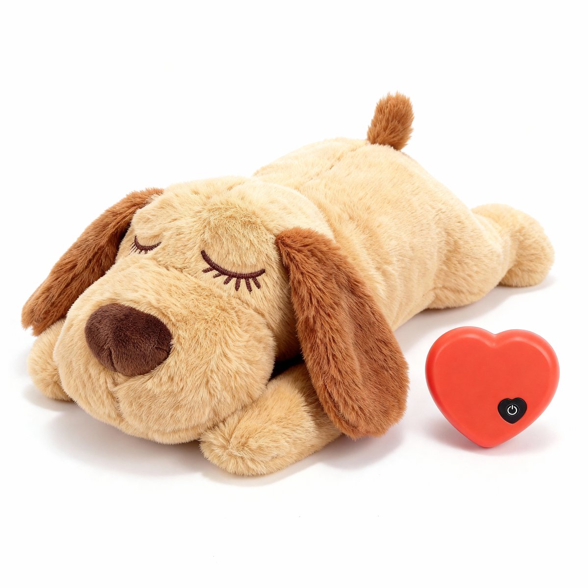 JAXY Hartslag Knuffel - Puppy Speelgoed - Hondenknuffel met Hartslag - Hondenspeelgoed - Knuffel voor Hond - Bruin