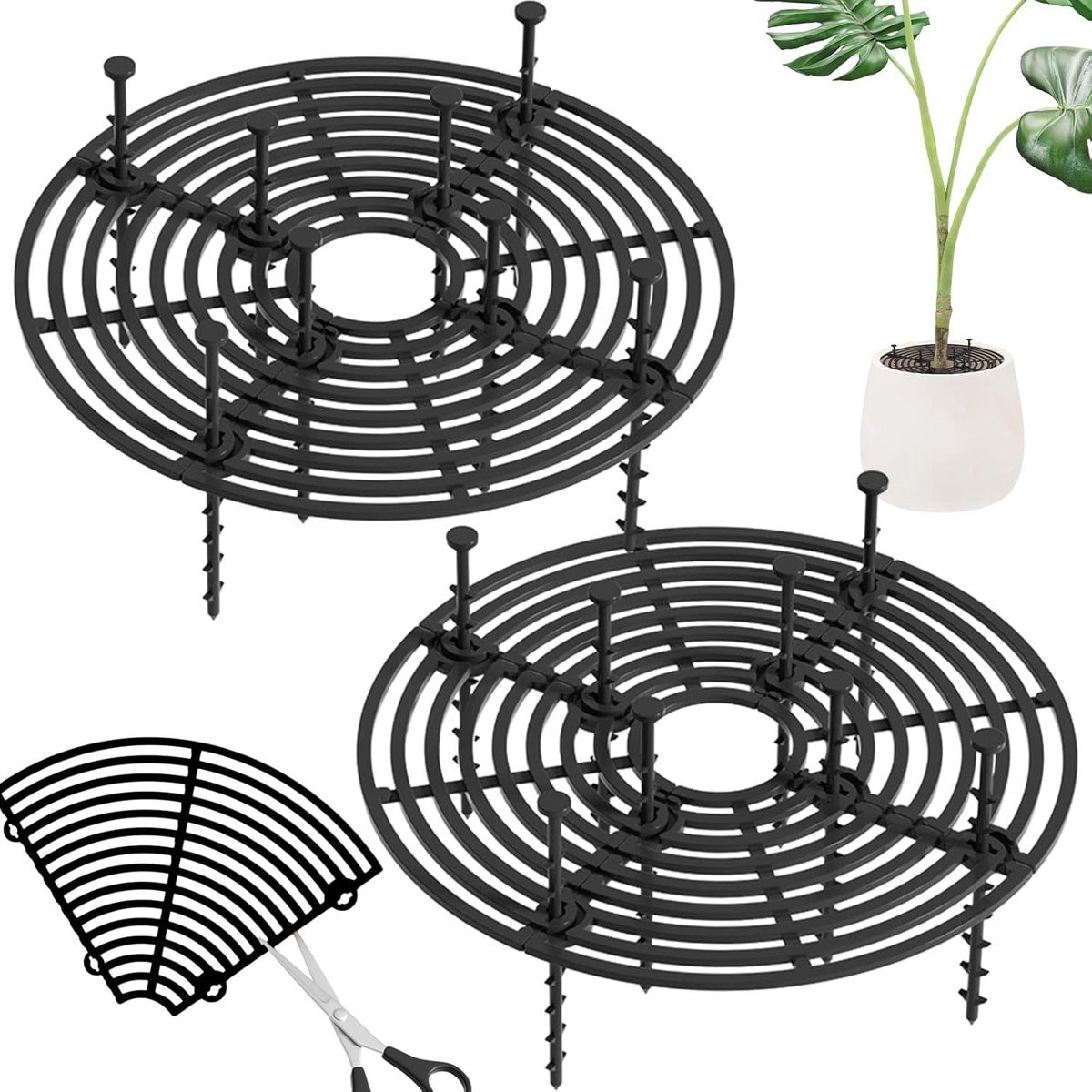 Stunq® Set van 2 Bloempot Beschermroosters - Veilig voor Kinderen en Huisdieren, Diameter 30 cm, Op Maat Te Knippen
