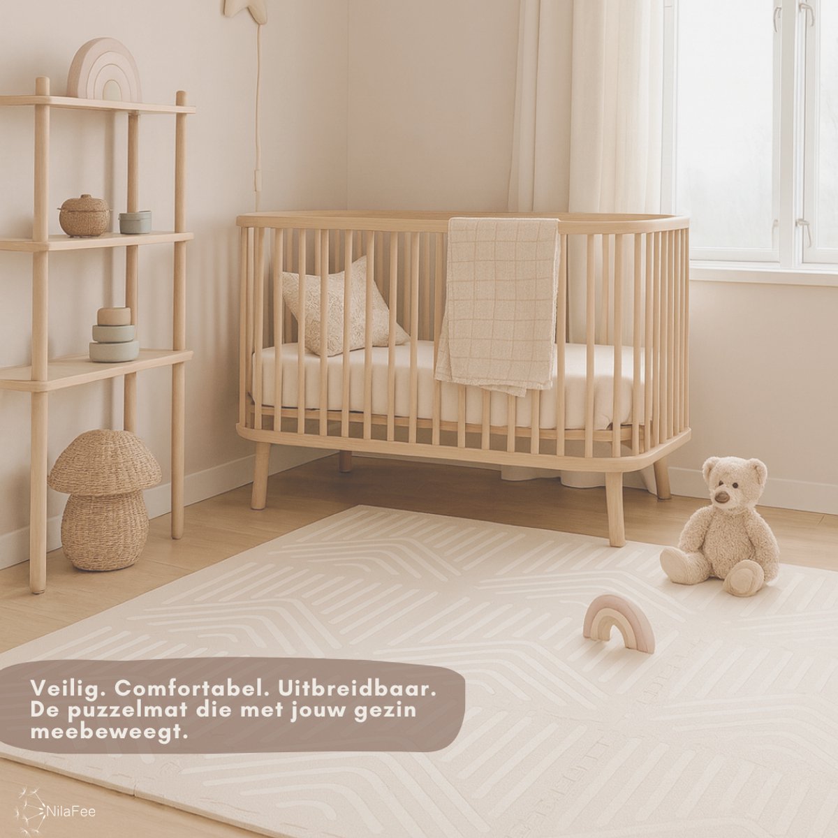 NilaFee™ - Speelmat - Foam - Baby - Speelkleed - Kruipmat - 180 x 120 x 1.5 cm - Puzzelmat - Opbergtas -Geometry Sandy – foto 6