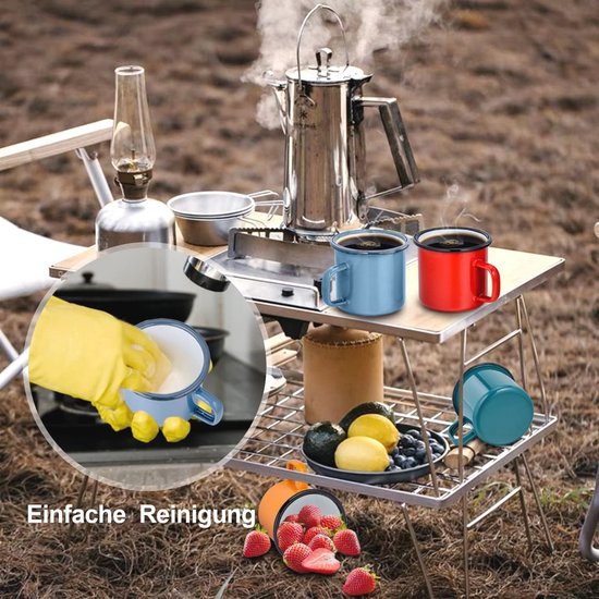 Set van 6 Emaille Koffiekopjes - 350 ml, Kleurvariaties voor Thuis, Camping, en Feesten — afbeelding 5