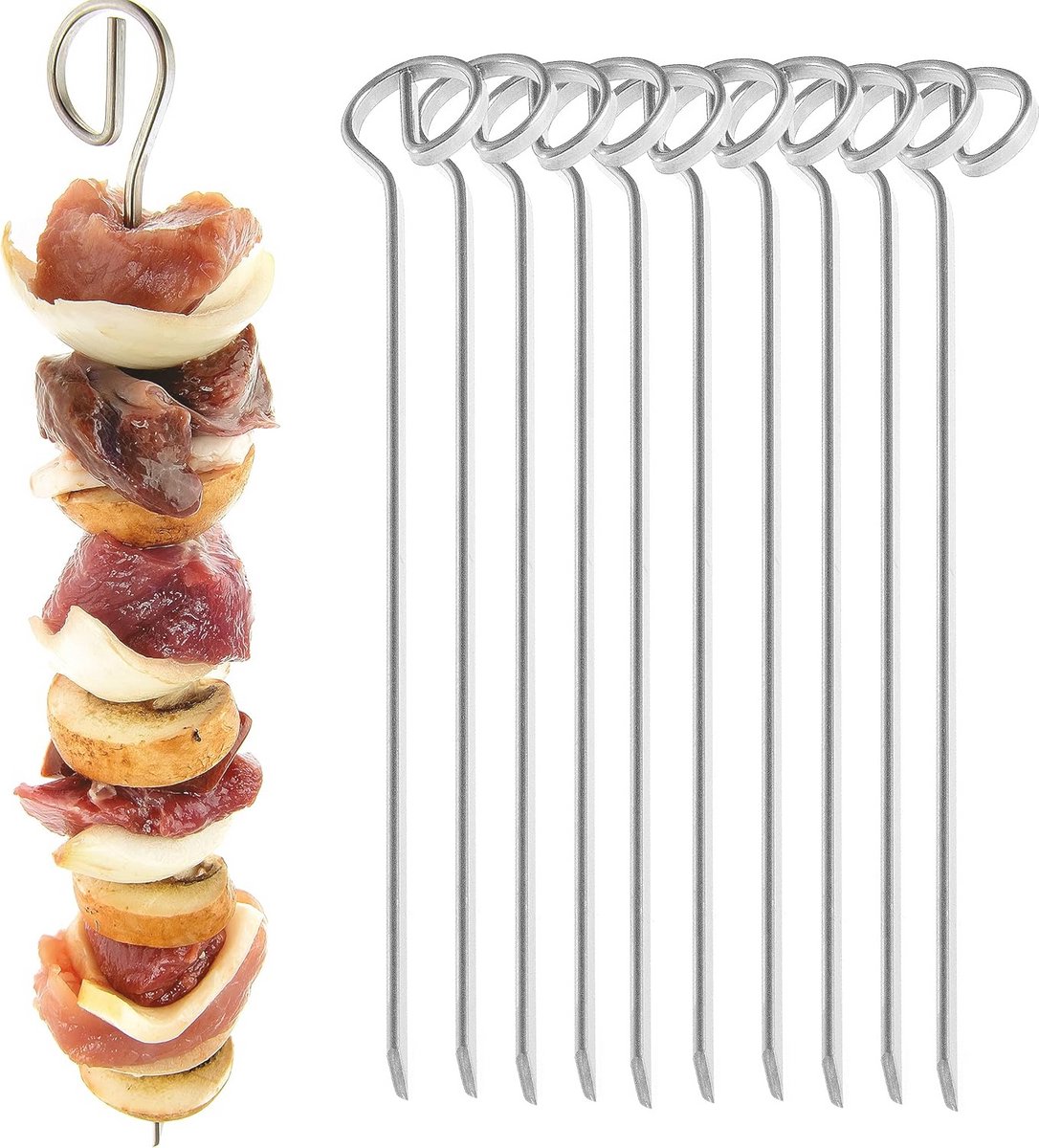 Grillspiesen set van 10 - RVS, 210 mm voor vlees en groenten