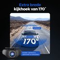 AZDome dashcam met 170° front en 150° achter kijkhoek.