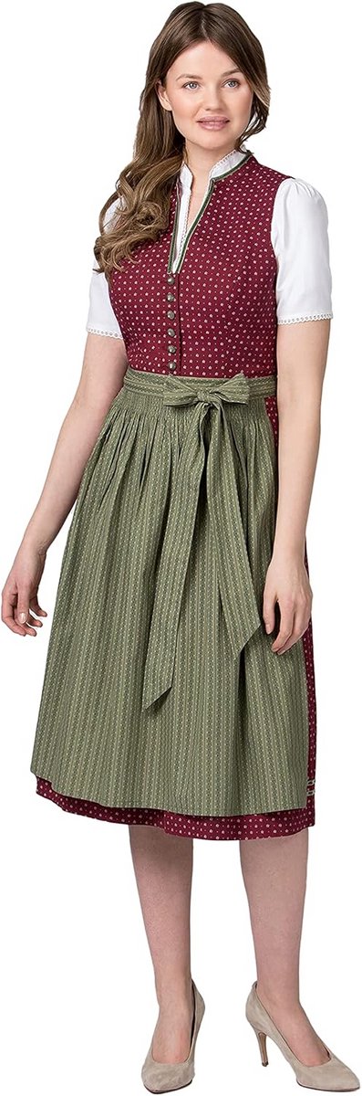 Traditionele Dirndl voor Dames met Bloemenprint en Hoge Hals