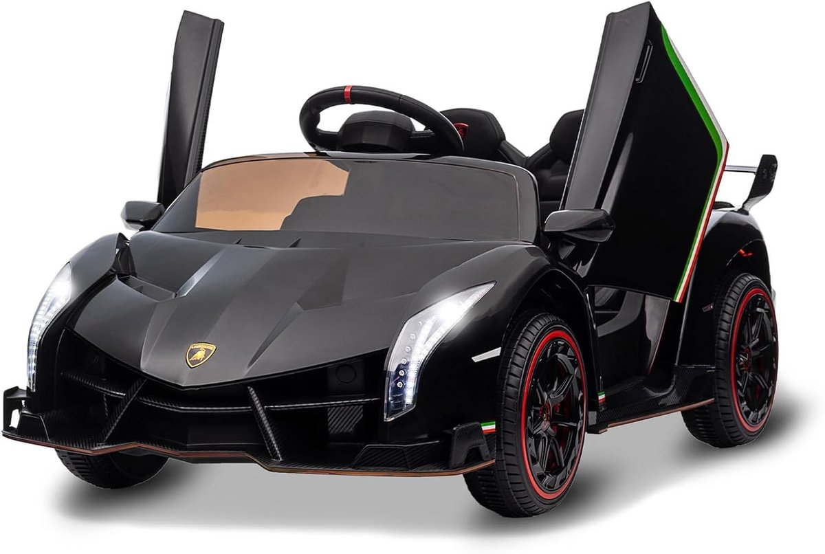 Kinder Elektrische Auto 12V – 2x35W, Afstandsbediening, 3 Snelheden, LED & Muziek – Vanaf 3 jaar – Zwart