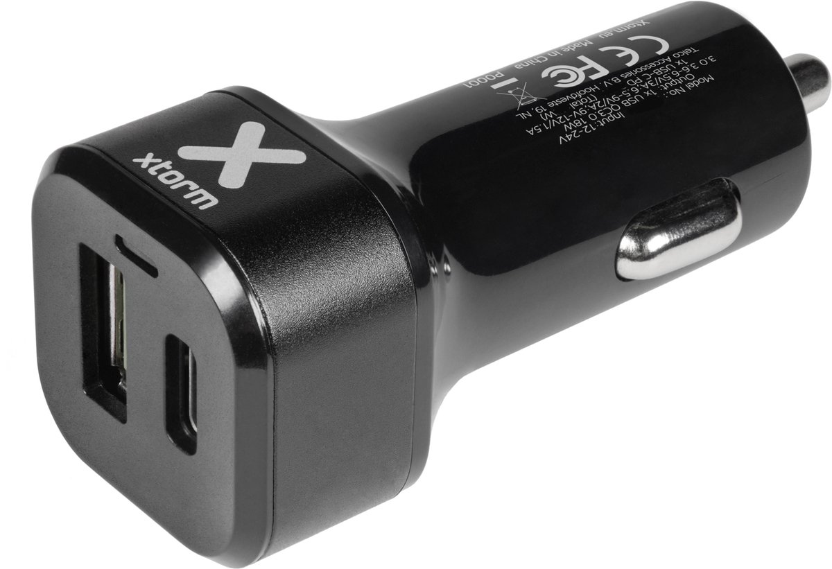 Xtorm Autolader Pro - USB + USB-C Autolader - Sigarettenaansteker USB Oplader Auto - 48W - Zwart