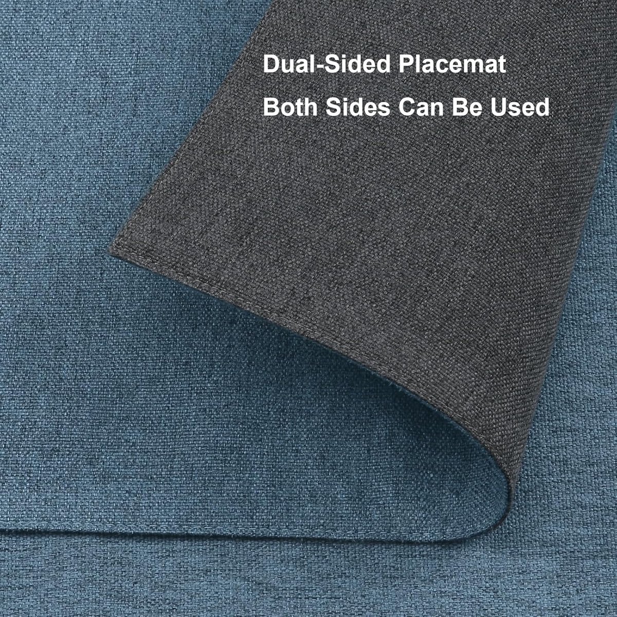 Tafelloper afwasbaar linnen antislip dubbelzijdig 30 x 140 cm grijs-blauw