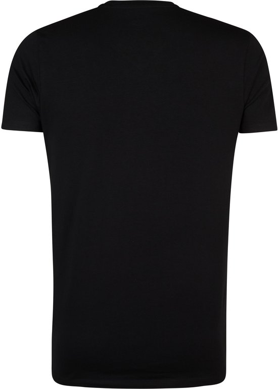 Zwart T-shirt met korte mouwen, achterkant.