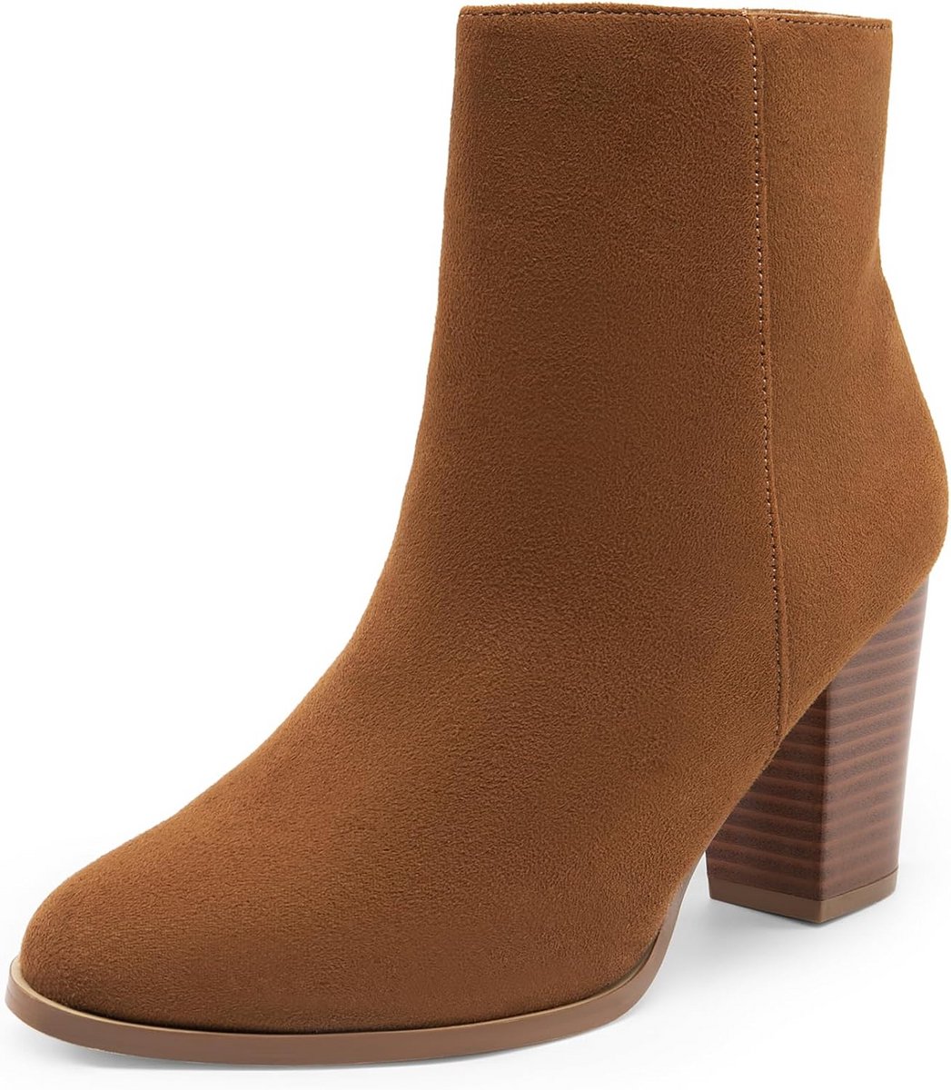 Dames Enkellaarzen met Dikke Blokhak Suède Stijlvol Herfst Winter