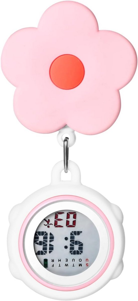 Zusterhorloge met Silliconen Band en Digitaal Display - Analoge Kwarts met Weekdag, Kalender en Stopwatch voor Medisch Personeel