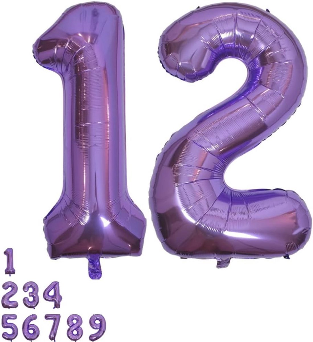 12e Verjaardag Ballon XXL Paars – Folie Ballon Nummer 12 voor Feestdecoratie