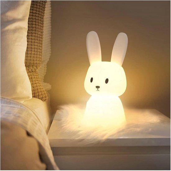 Bunny Nachtlampje voor kinderen, siliconen voedingslicht voor baby's, met 7 lichtwisselingen, dimbaar, tap control, opladen via USB en timerfunctie, bedlampje voor kinderkamer, decoratie — afbeelding 3