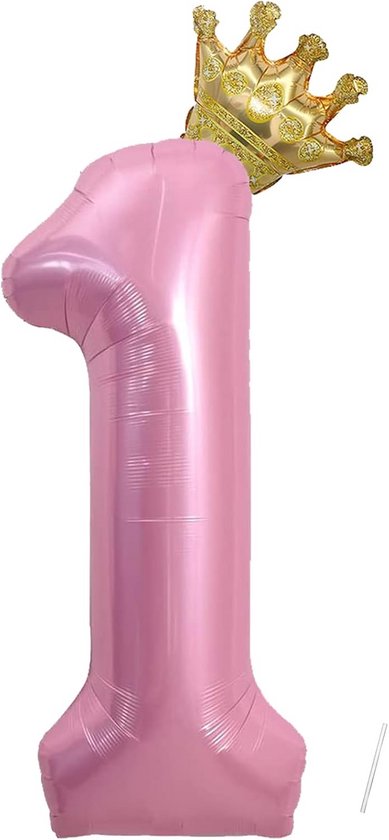 Staande folieballon Cijfer 8 Sky-Blue met kroon 84 cm