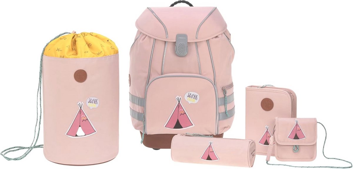 Casual Schooltassenset met Sporttas, Etui, Pennenetui, Gymtas en Borstzak voor Kinderen vanaf 6 Jaar