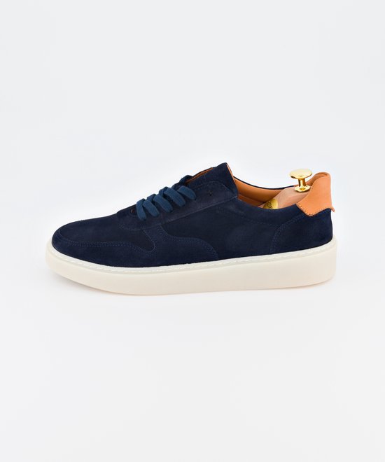 Baskets pour hommes en daim – Basket Harbour – Vert foncé / Bleu marine – Doublure en cuir – Semelle intérieure amovible – Alfie Walker