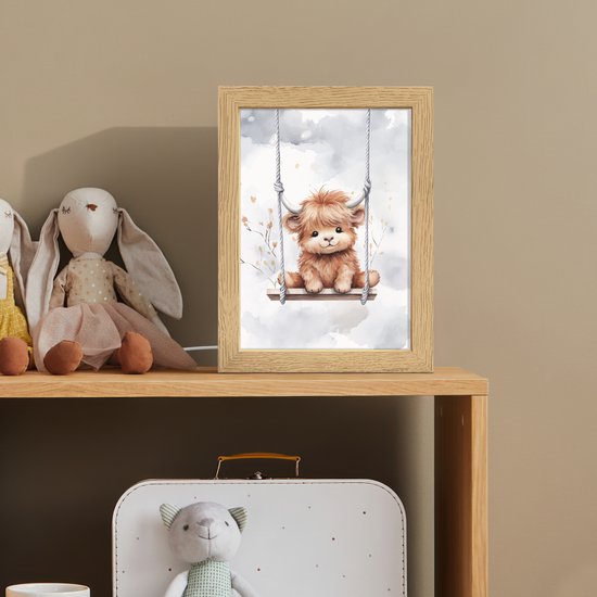 Nachtlampje 15x20 cm - Kinder lamp - Schotse hooglander - Dier - Kinderen - Tafellamp kinderkamer - Slaapkamer lamp - Bedlamp kinderen - Kinderlampje stopcontact - Wandlamp babykamer - Nachtlampjes van Merkloos — afbeelding 3