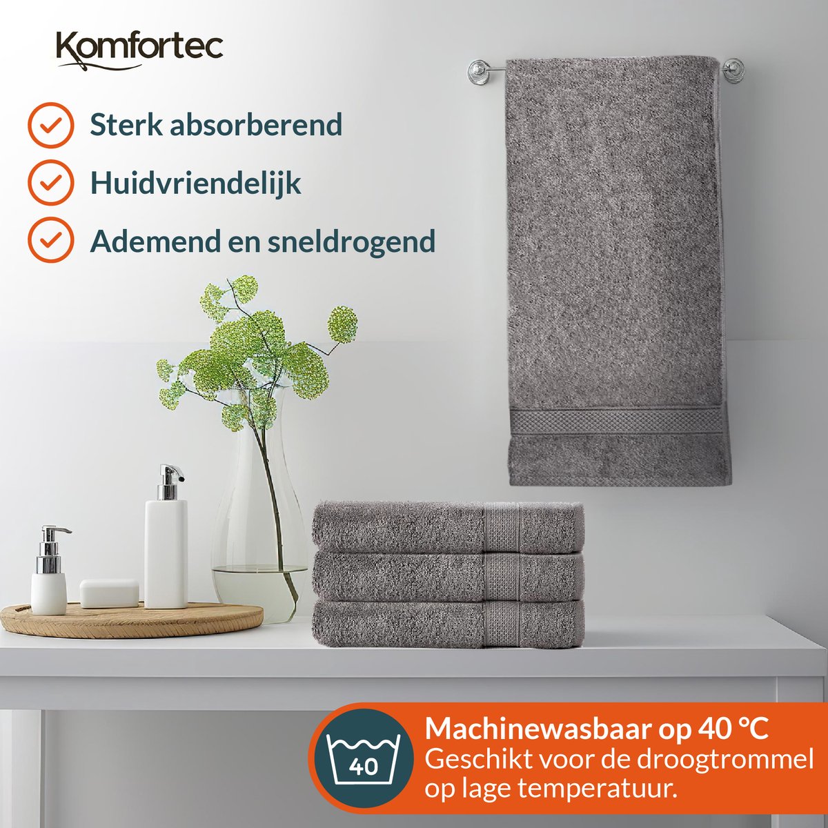 Komfortec Set van 8 handdoeken van 100% katoen badhanddoeken 70x140 en handdoeken 50x100 cm badstof zacht handdoek groot donkergroen 4 handdoeken en 4 badhanddoeken