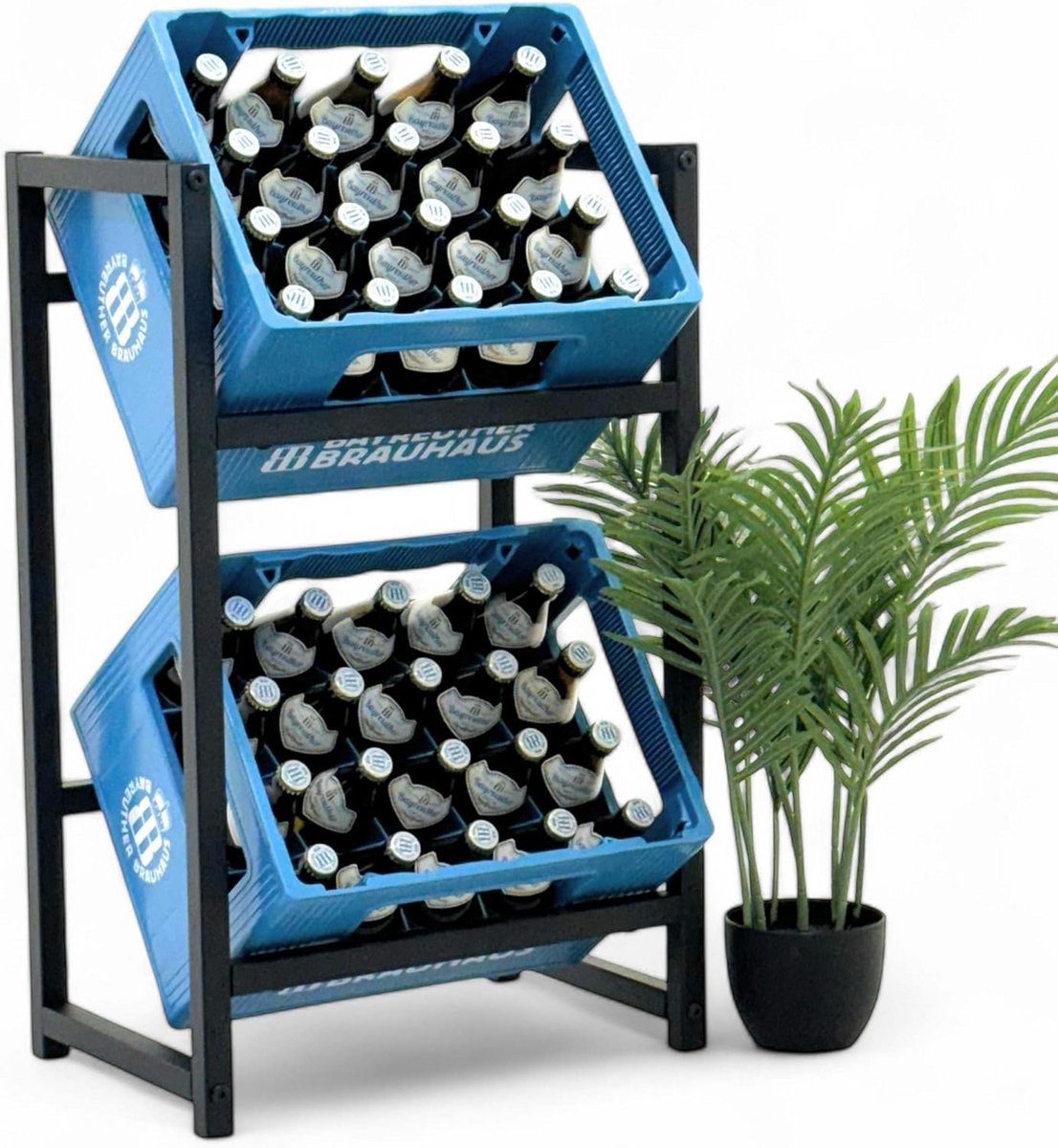 Metalen Drankkrattenrek voor 2 Kisten - Ruimtebesparend Flessenrek 47 cm