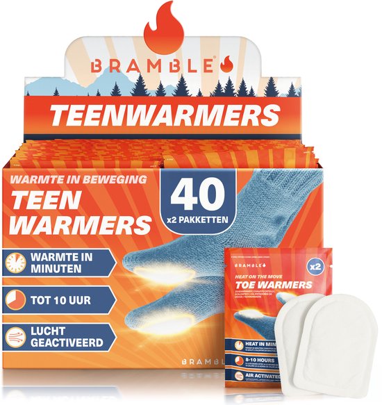 Chauffe-pieds 80 (lots de 40) - Convient pour les activités de plein air, la randonnée, le Vélo, le Golf - Jusqu'à 10 heures de chaleur