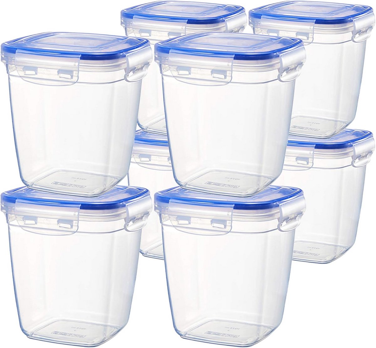 Set van 8 Stapelbare Kunststof Voedselopbergdozen met Deksel