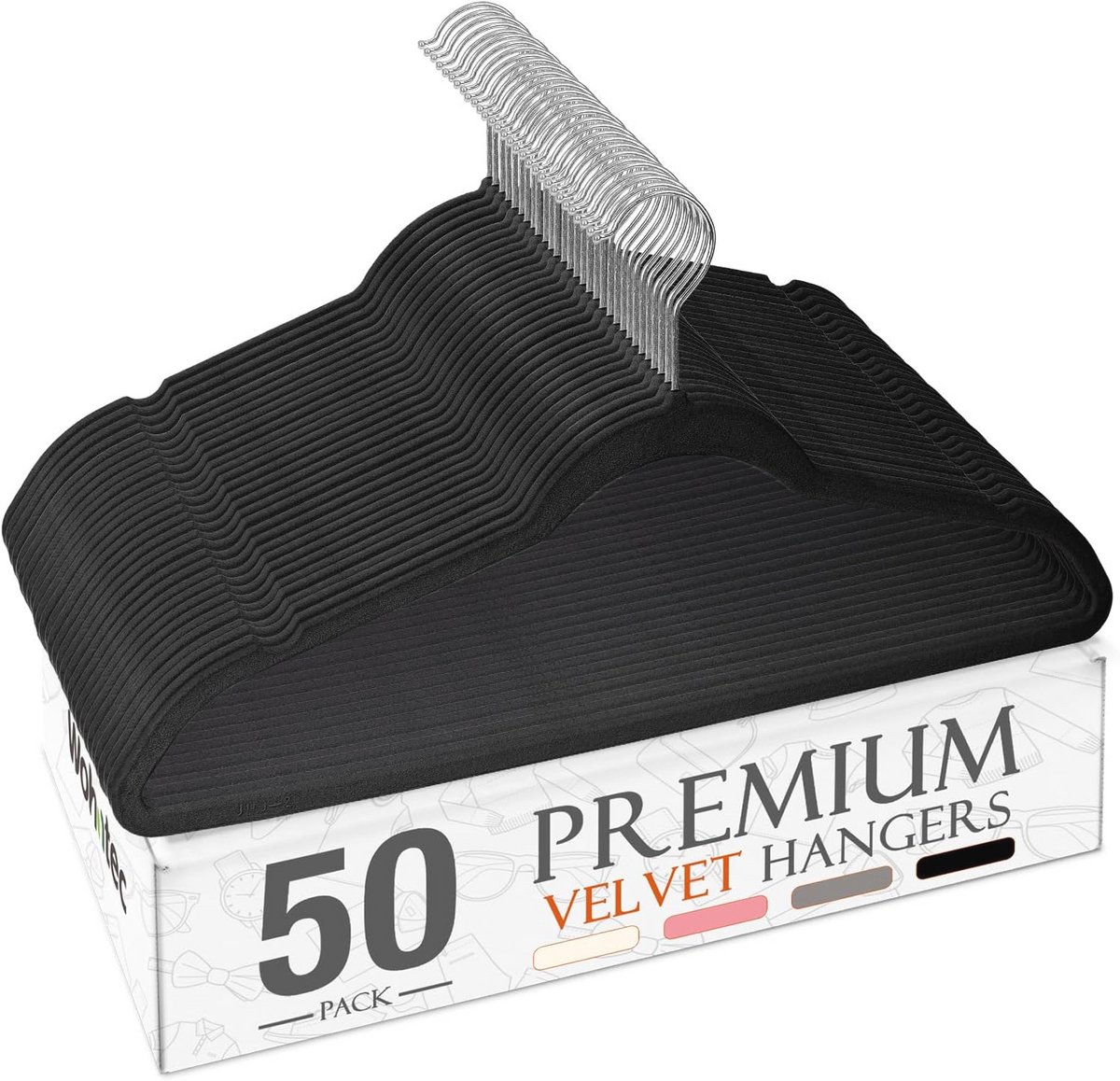 Kleerhangers fluweel 50 stuks - Ruimtebesparend, Antislip & Draaibaar voor Kleding