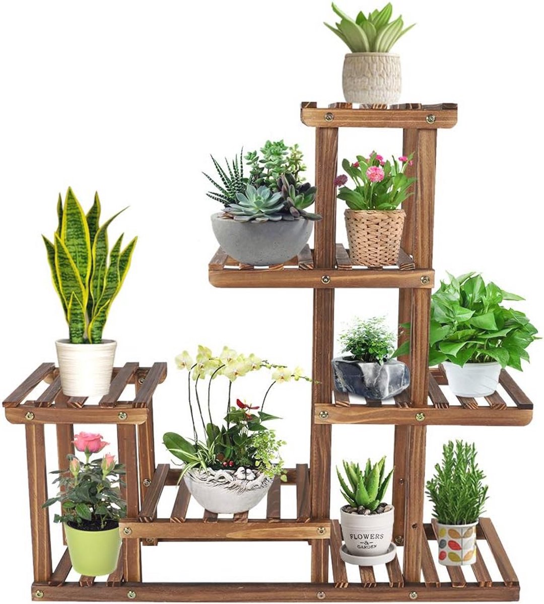 Houten Plantenstandaard voor Balkon en Tuin - Ruimtebesparend en Duurzaam Design