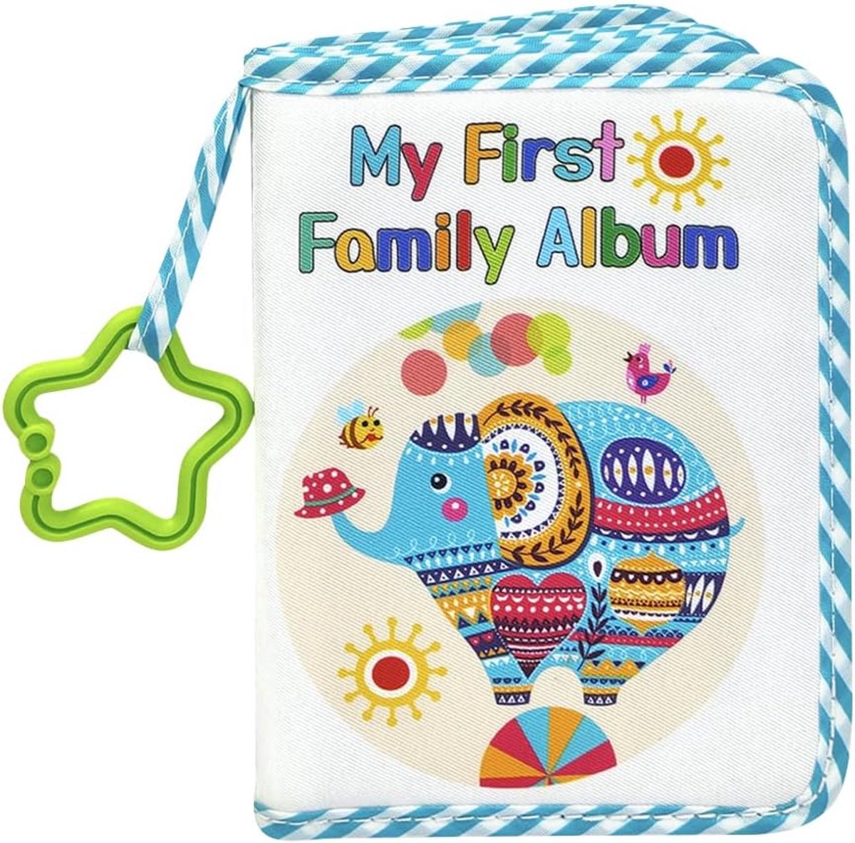 Babyfotoalbum, een herinneringsalbum voor de groei van je baby, gemaakt van zachte stof, perfect voor de eerste verjaardag van je baby. Geschikt voor foto's tot 10 x 15 cm (olifantenpatroon).