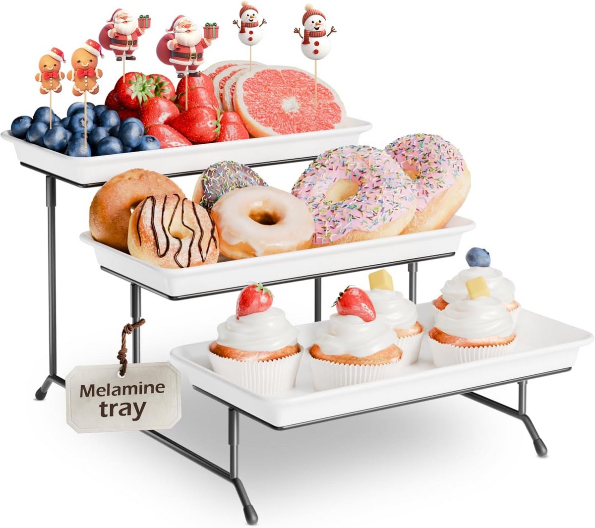3-laags Serveerstandaard voor Cupcakes en Desserts, Toren met 3 Schalen