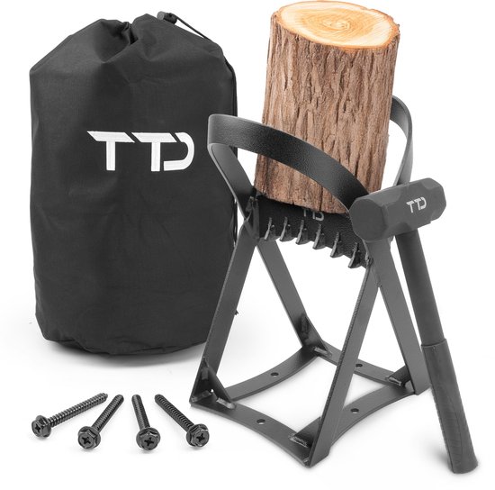 TTD® Houtklover met Hamer - Houtsplijter - Gietijzer - Zwart - Met luxe opbergtas