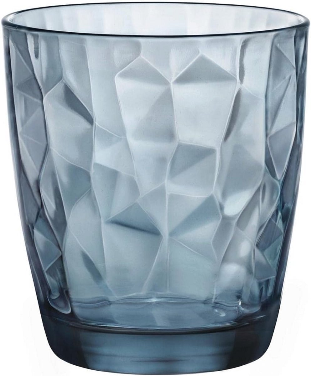 Blauwe glazen beker 390 ml - Diamantpatroon voor koude dranken