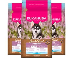 Eukanuba Hondenvoer Droog Grain Free Puppy Large Oceaanvis - 3 x 3 kg - Voordeelverpakking