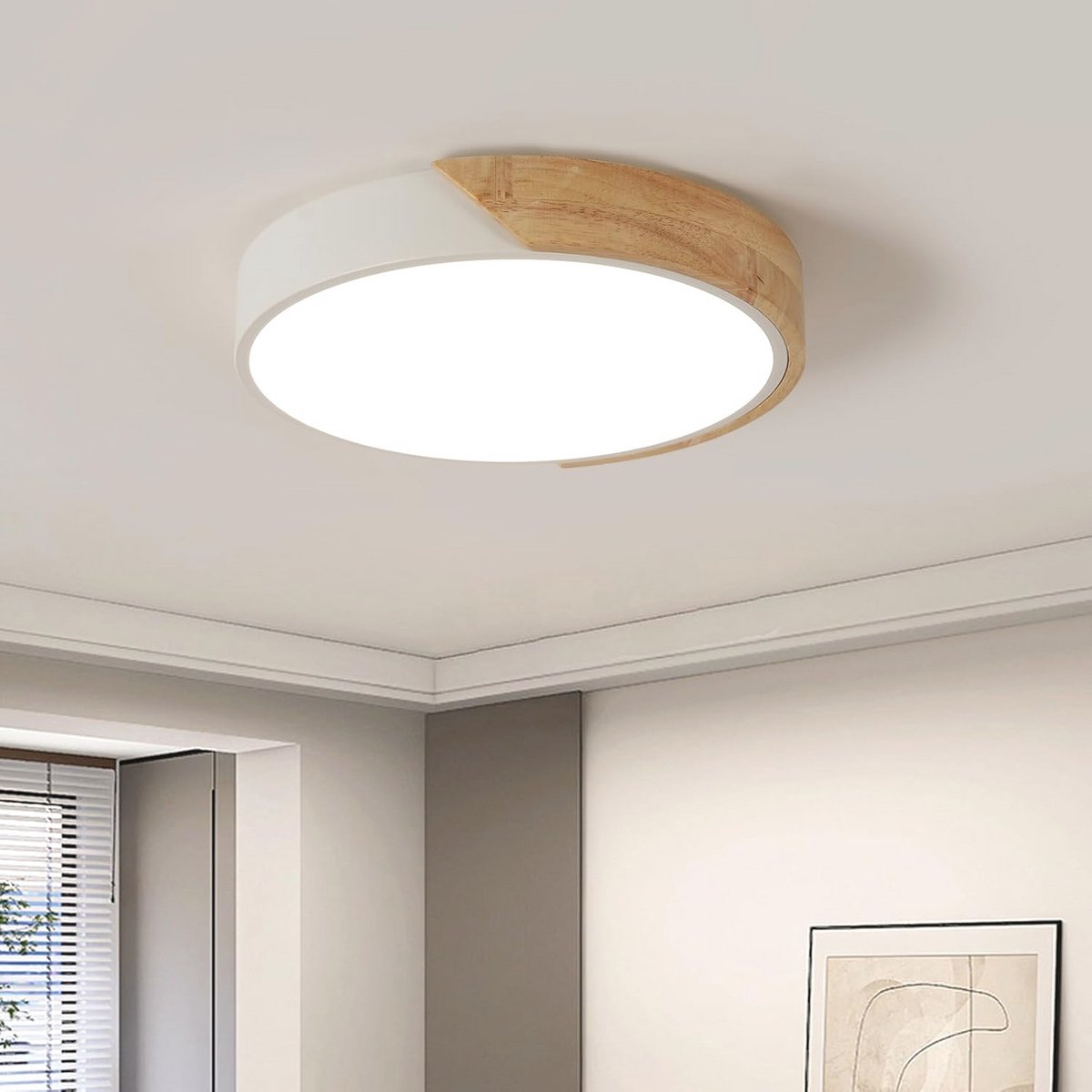 Moderne ultradunne zwarte ronde LED plafondlamp - 30W warm licht voor woonkamer, keuken, h