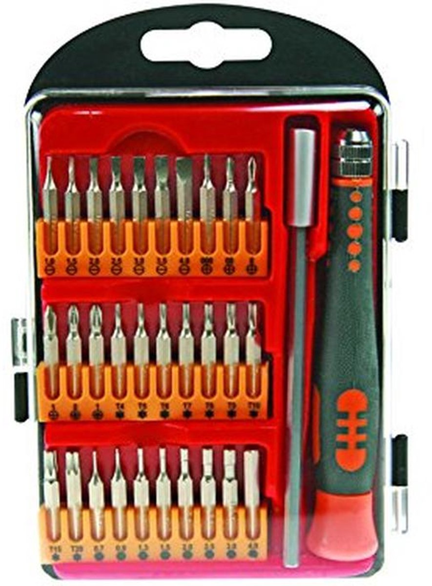 Precisie Schroevendraaier Set 32 Delig - Chrome-Molybdeen Vanadium, Niet-Magnetisch, Zwart/Oranje